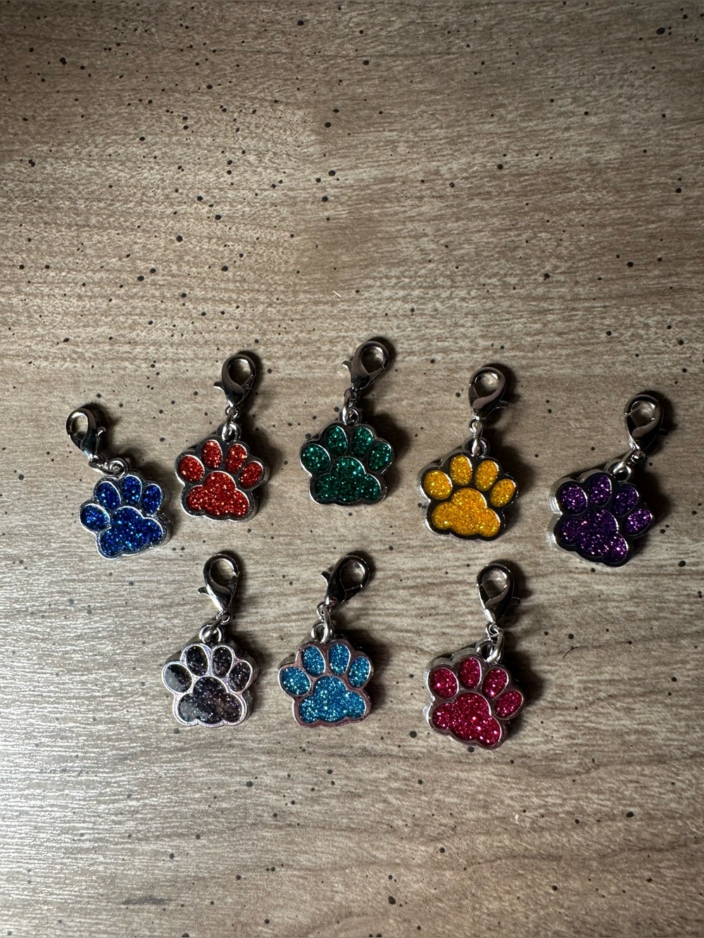 Glitter Paw Charm Set of 8